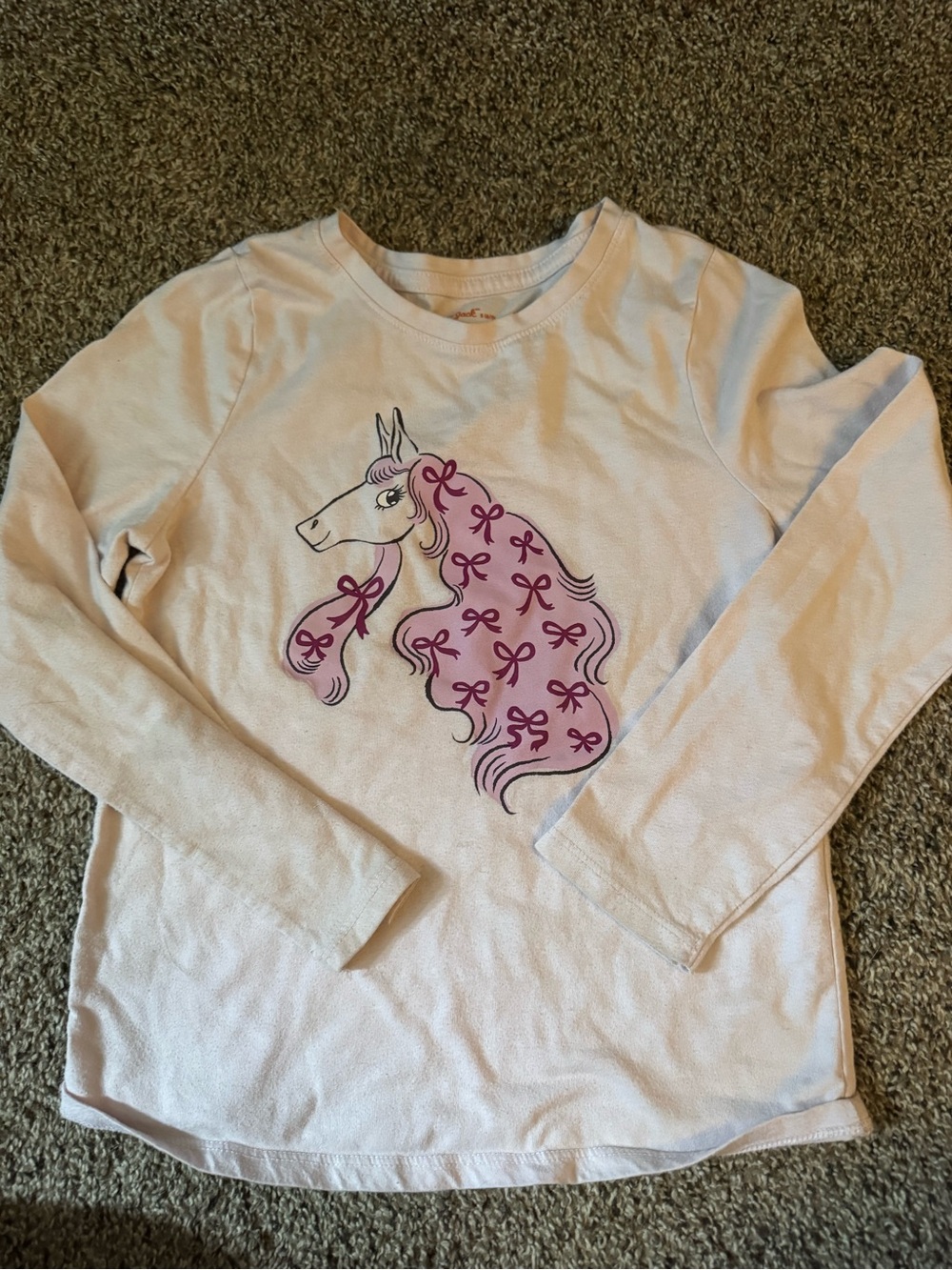 Girls' Light Pink Long-Sleeve Unicorn Top